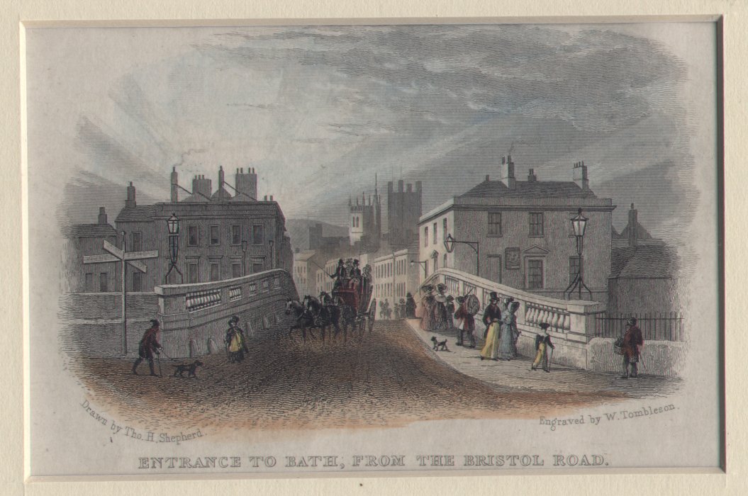 Print - Entrance to Bath, from the Bristol Road - Tombleson